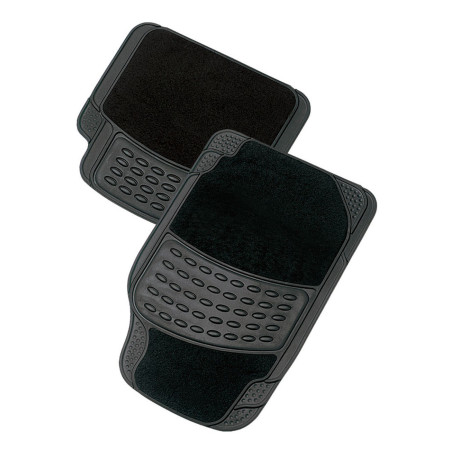 Alfombras PVC + Moqueta - Negro 4 piezas