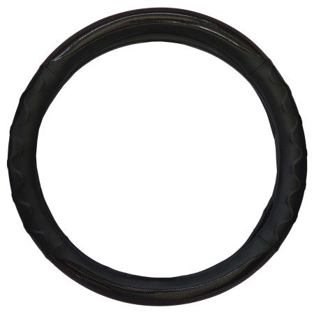 Protège volant imitation fibre de carbone C/ Surpiqûre rouge - KRAWEHL